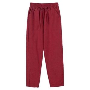 Cotton Linen Loose Straight Trousers